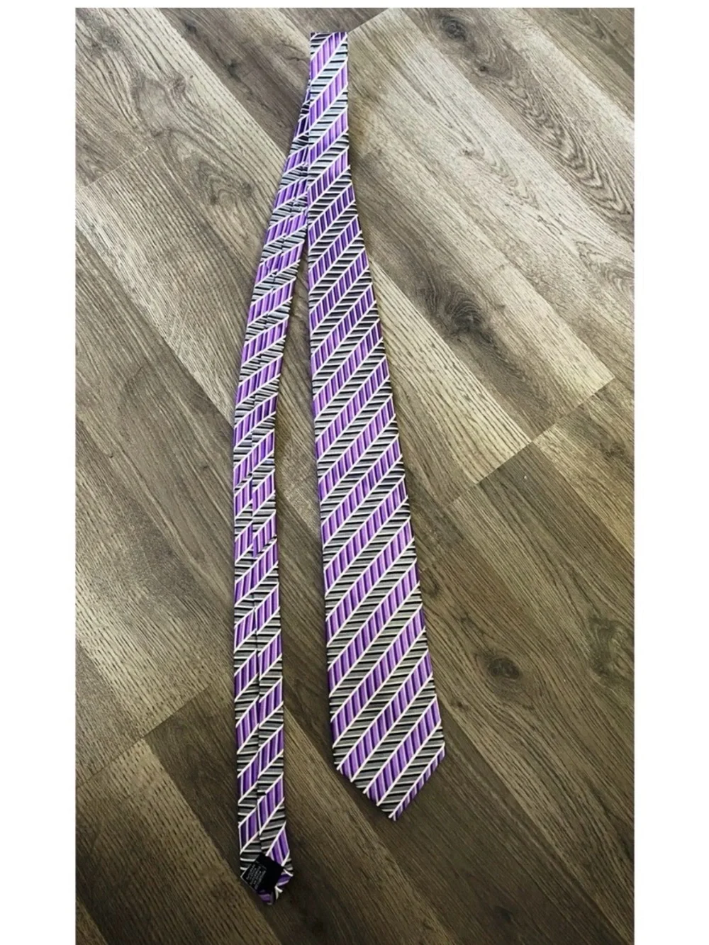 KENNETH ROBERTS Platinum Purple Printed Silk Blend Men’s Tie